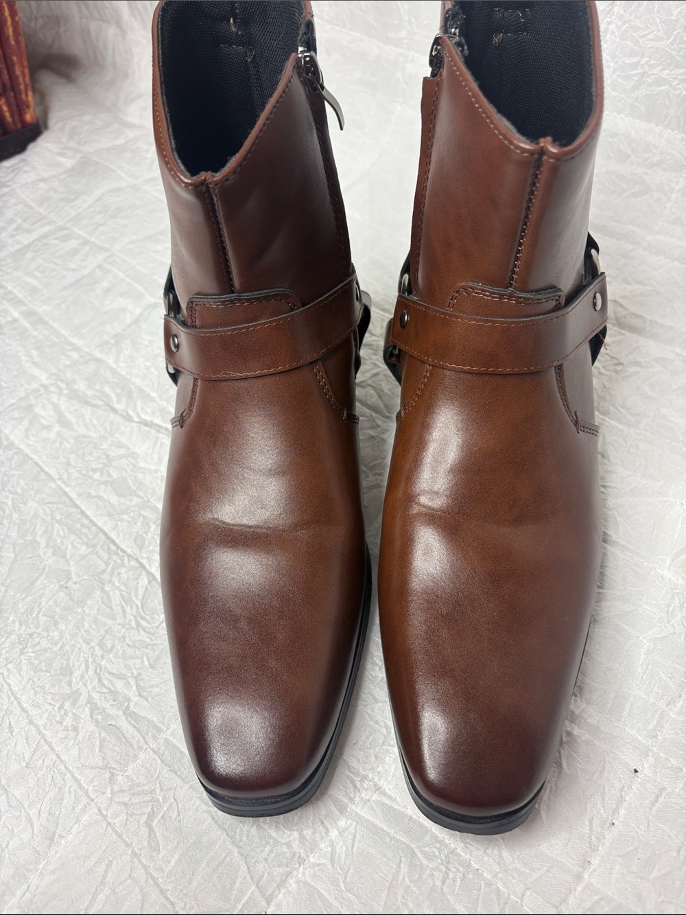Women’s Brown Harness Riding Boots Size 40 EU US 9 Faux Leather